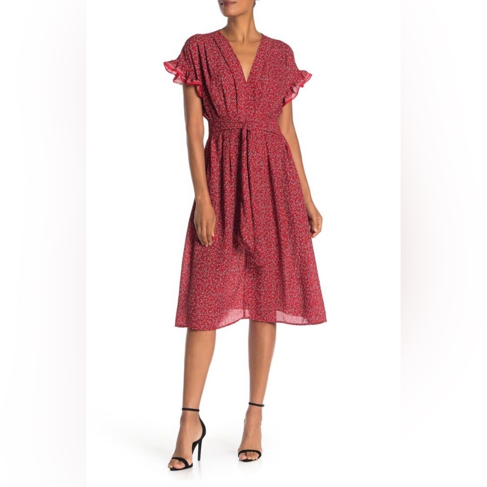 Max Studio Red Floral Midi Dress